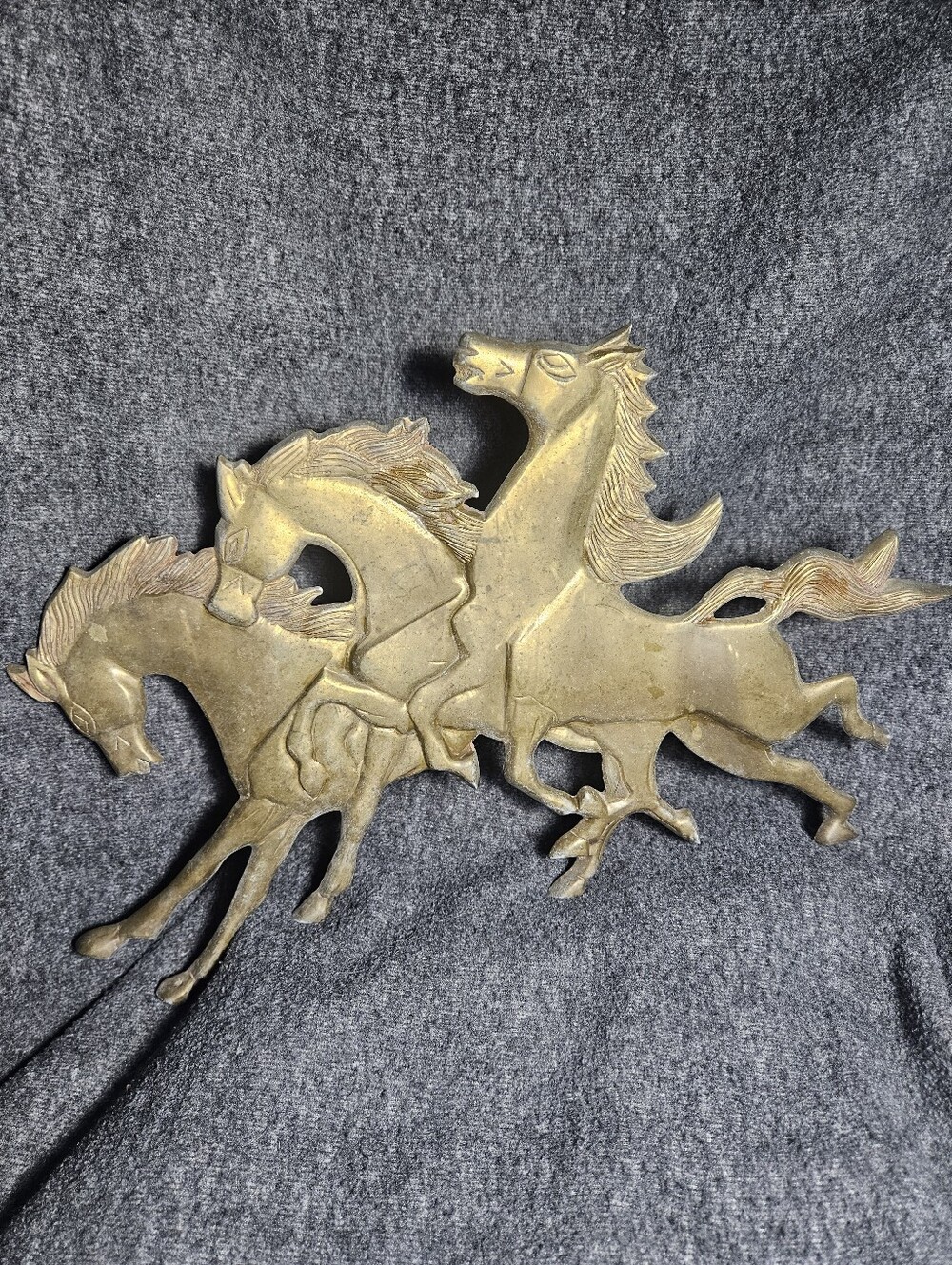 Brass Wall Art Horses - Vintage Style Galloping Trio